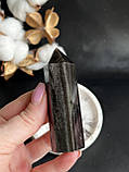 Обсидіан натуральний обеліск стела олівець кристал натурального обсидіану 80 мм., фото 4
