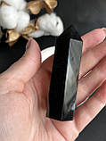 Обсидіан натуральний обеліск стела олівець кристал натурального обсидіану 80 мм., фото 5