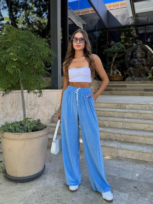 Жіночі штани-палацо; Кольори: моко, графіт, чорний, малиновий, блакитний, пудра; Розміри: 42-44,46-48;, фото 1