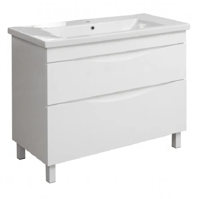 Тумба підлогова "Марсель 100" з умивальником "Como 100", біла для ванної кімнати, фото 1