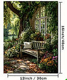 Картина на полотні Садова лавка серед квітів, фото 3