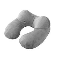 Надувная подушка дорожная U-образная с подголовником, бархат pelican