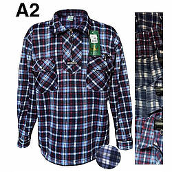 Чоловіча фланелева сорочка з начосом горлом на блискавці "Фабричний Китай" Розміри: 48,50,52,54,56 (27127)