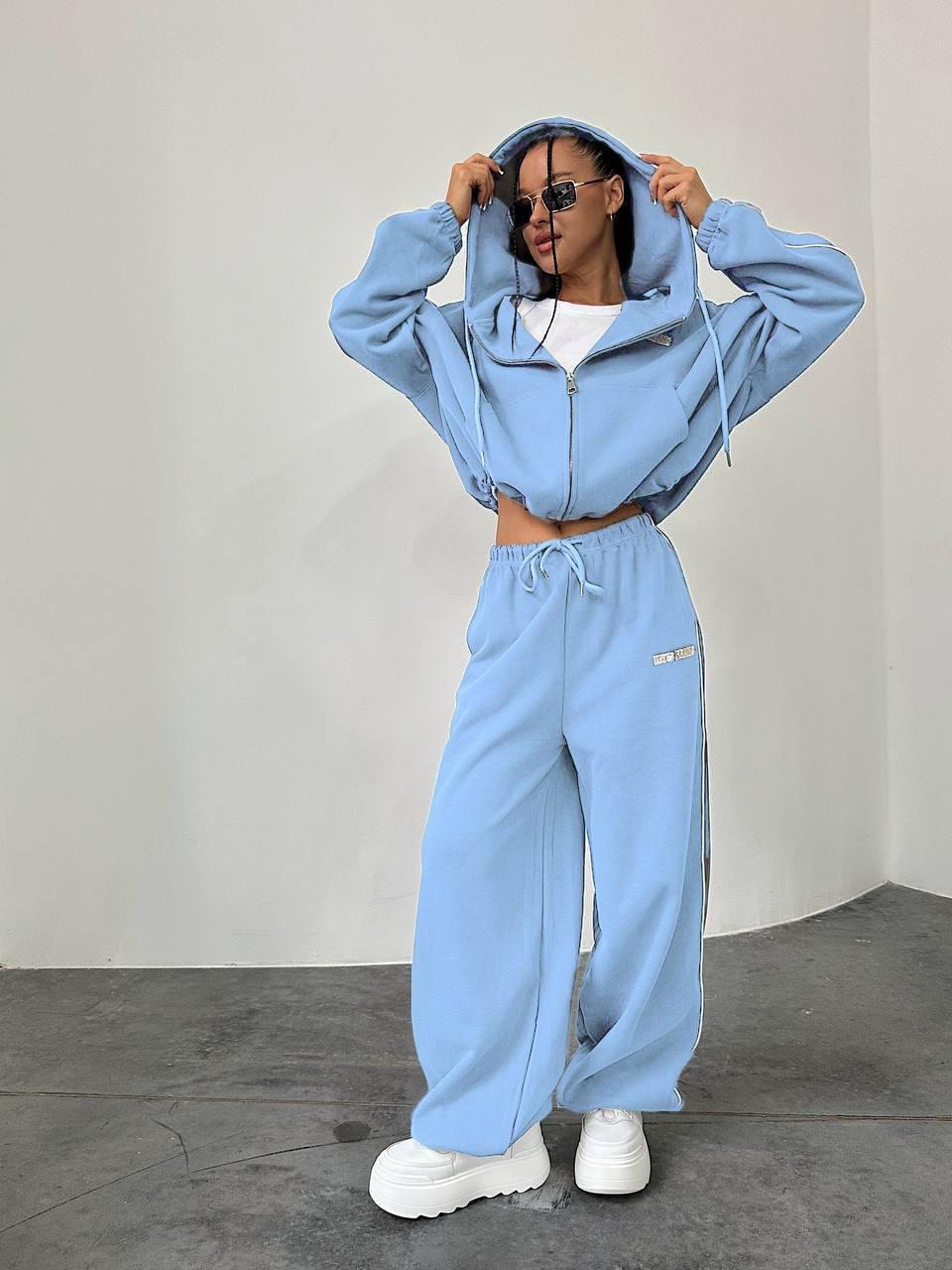 Жіночий спортивний костюм; Колір: графіт, барбі, блакитний, шоколад; Розмір: 42-44, 46-48 ;, фото 1