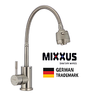 Змішувач для кухні з гнучким душем із нержавіючої сталі кран із гнучким виливом сталевий із функцією душу для кухні