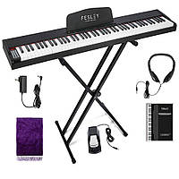 Цифрове піаніно Fesley FEP300 BK (стійка, педаль, пюпітр, навушники, накидка, блок живлення)