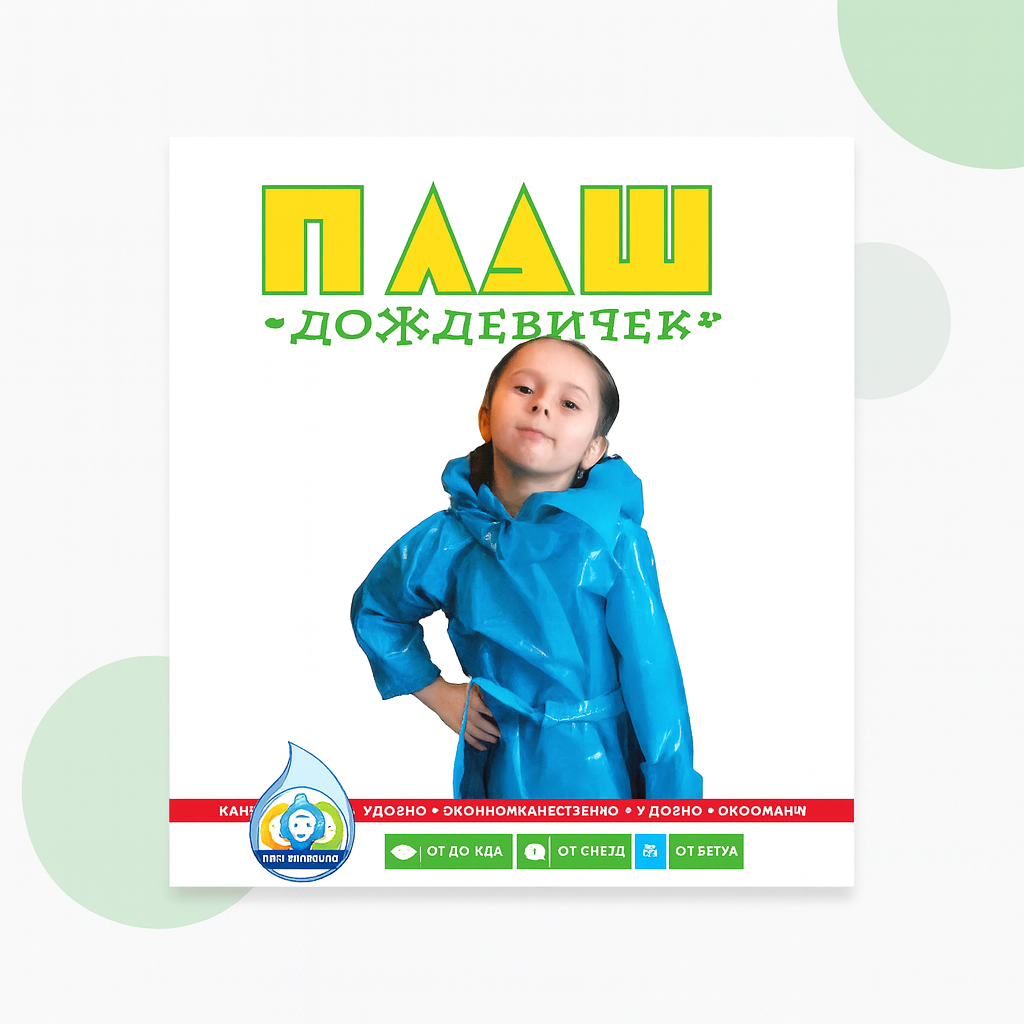 Дощовик плащ дитячий під пояс, 60 мкм, фото 1