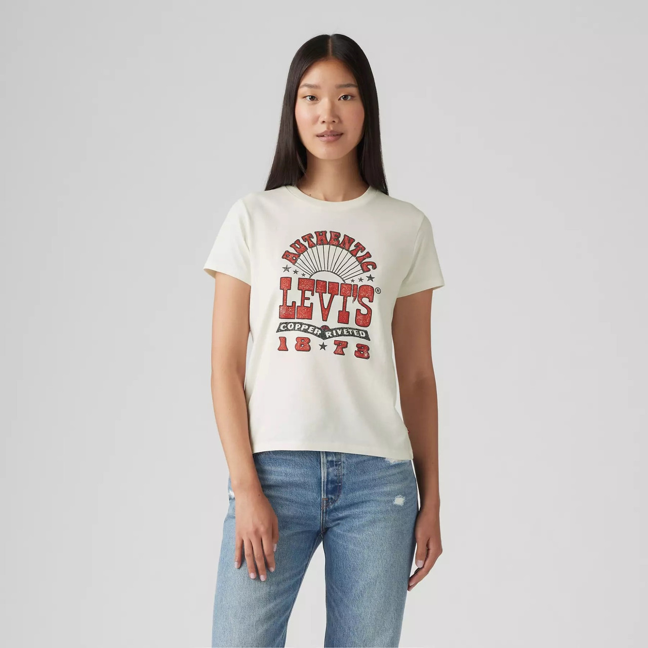 Жіноча футболка Levi's з принтом 1159842687 (Молочний S), фото 1
