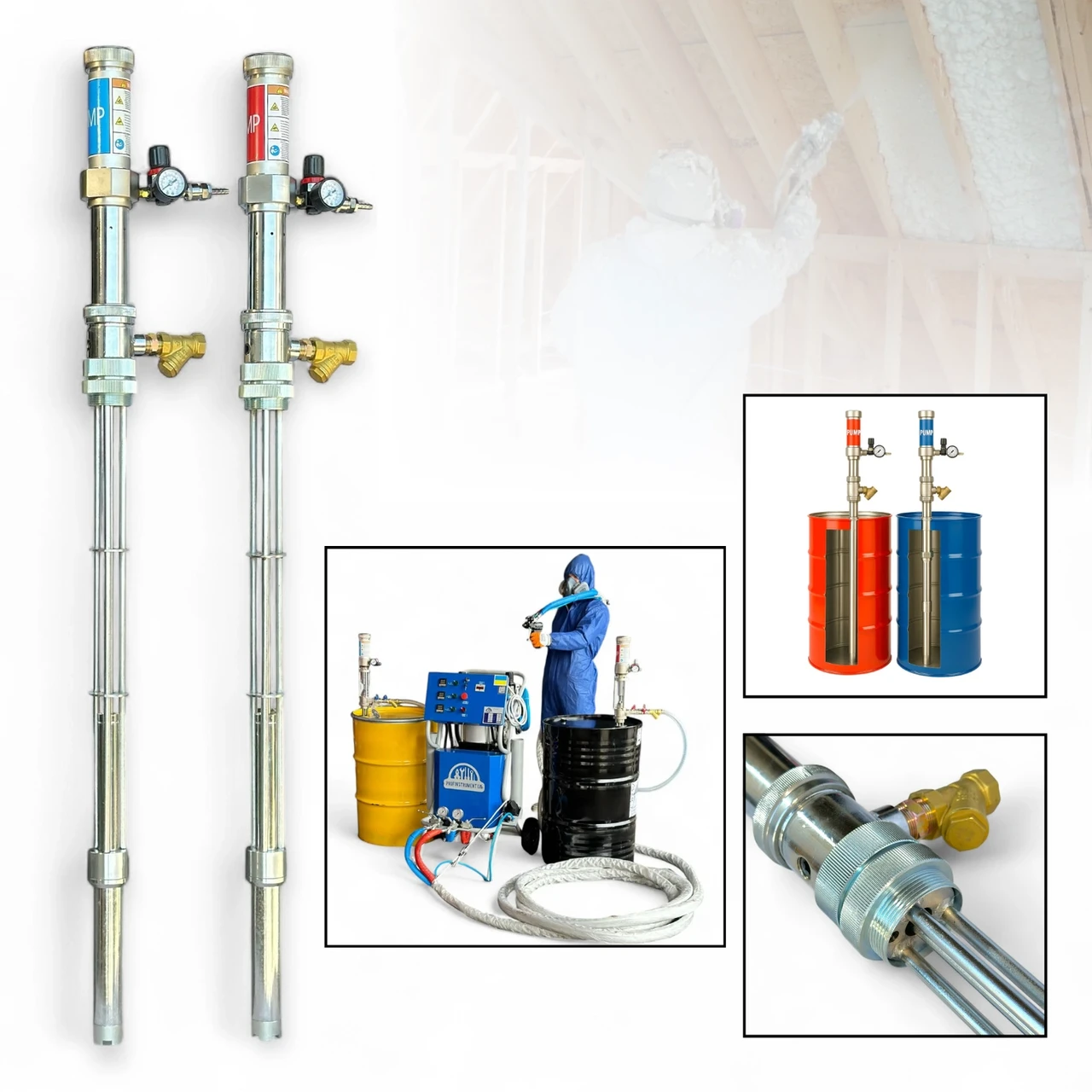 Бочкові насоси Profinstrument T-1 для подачі ППУ та Полісечовини з різьбою для бочки (коефіцієнт 1:2), фото 1