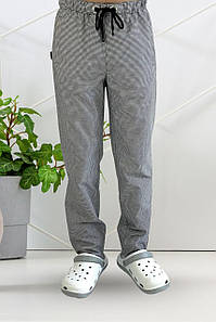 Кухарські штани Lux Form у дрібну клітинку, унісекс, з кишенями, чорно-білі