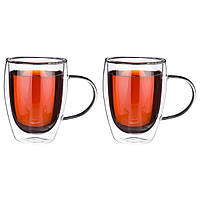 Набір чашок із подвійними стінками та ручками A-PLUS 400 мл 2 шт.