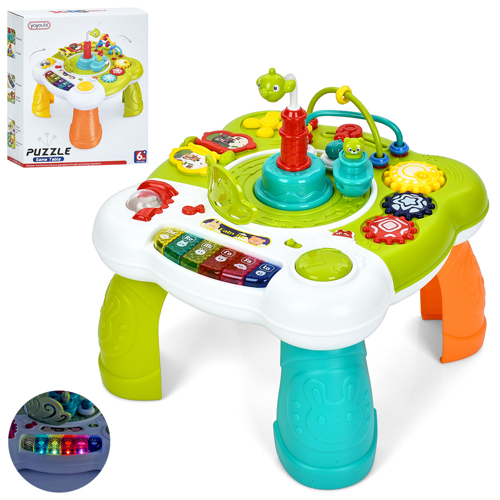 Розвивальний центр 222 дитячий музичний столик, піаніно, світло, звук, рухомі елементи, фото 1