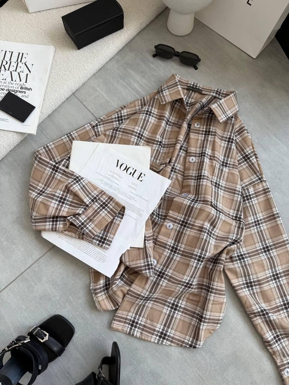 Жіноча котонова сорочка у клітнинку, фото 1