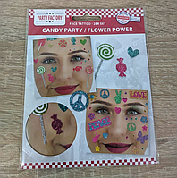 Наклейки на обличчя з блискітками для свята чи вечірки Party Factory