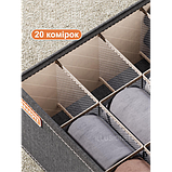 Органайзер 20 комірок 32x32x11 см для зберігання одягу, спідньої білизни, шкарпеток, краваток сірий, фото 4