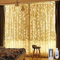 Світлодіодна гірлянда-штора 300 LED, 3х1 м, тепле світло, USB живлення, з пультом керування