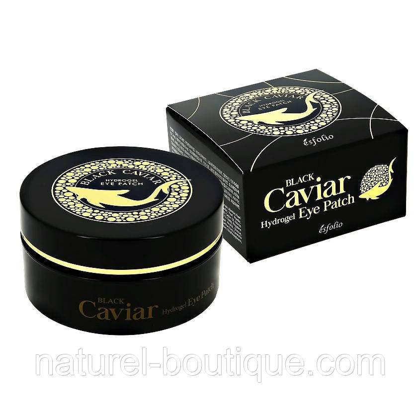Гідрогелеві патчі під очі Esfolio Black Caviar Hydrogel Eye Patch з чорною ікрою, фото 1