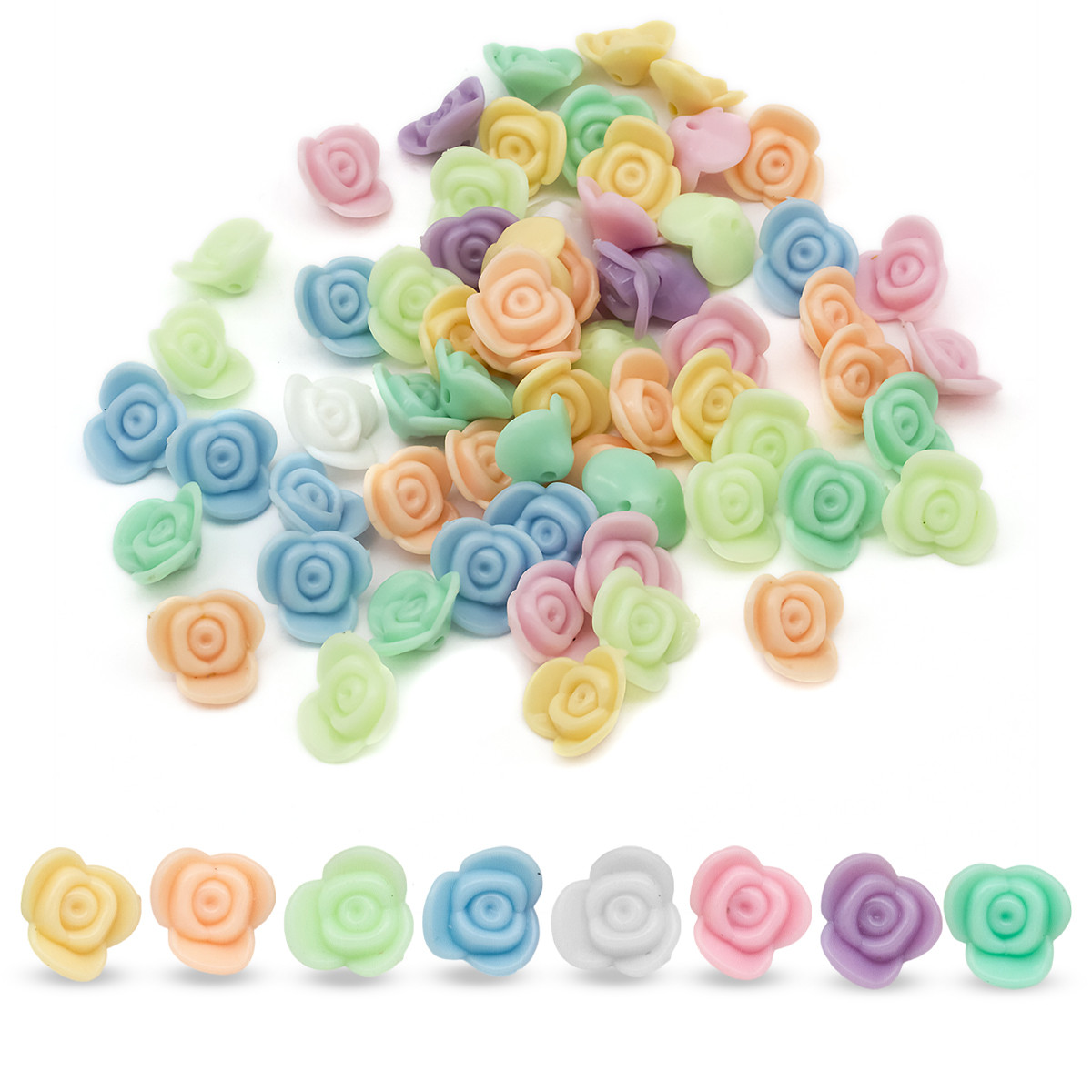 Намистини Акрил Непрозорі, Квітка, Мікс, 15х8мм, Отвір: 1.5мм, близько 100шт/50г, фото 1
