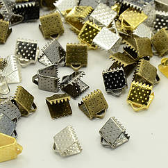 Концевики Затискачі для Стрічок, Залізні, Мікс, 6х6х5мм, Отвір 2мм, 50 шт