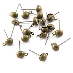 Основи для Пусет, Латунь, з Петелькою, Колір Бронзовий, 12х6мм, Отвір Петлі 1мм, 20 шт