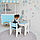 Набір дитячих меблів столик з ящиком та стільчик 70×45×51, стіл та стілець для дітей, білий з блакитник, фото 6