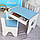 Набір дитячих меблів столик з ящиком та стільчик 70×45×51, стіл та стілець для дітей, білий з блакитник, фото 7