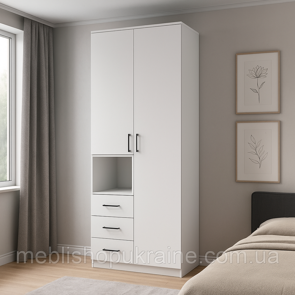 Шафа комбінована зі штаногою, полицями та шухлядами. Шир 80 см., фото 1