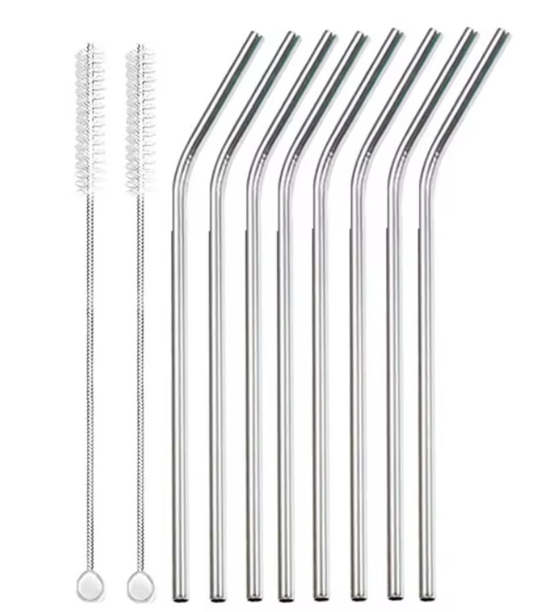 Набір металевих трубочок соломинок для напоїв Primo MT8G-2 20см/6mm, фото 1