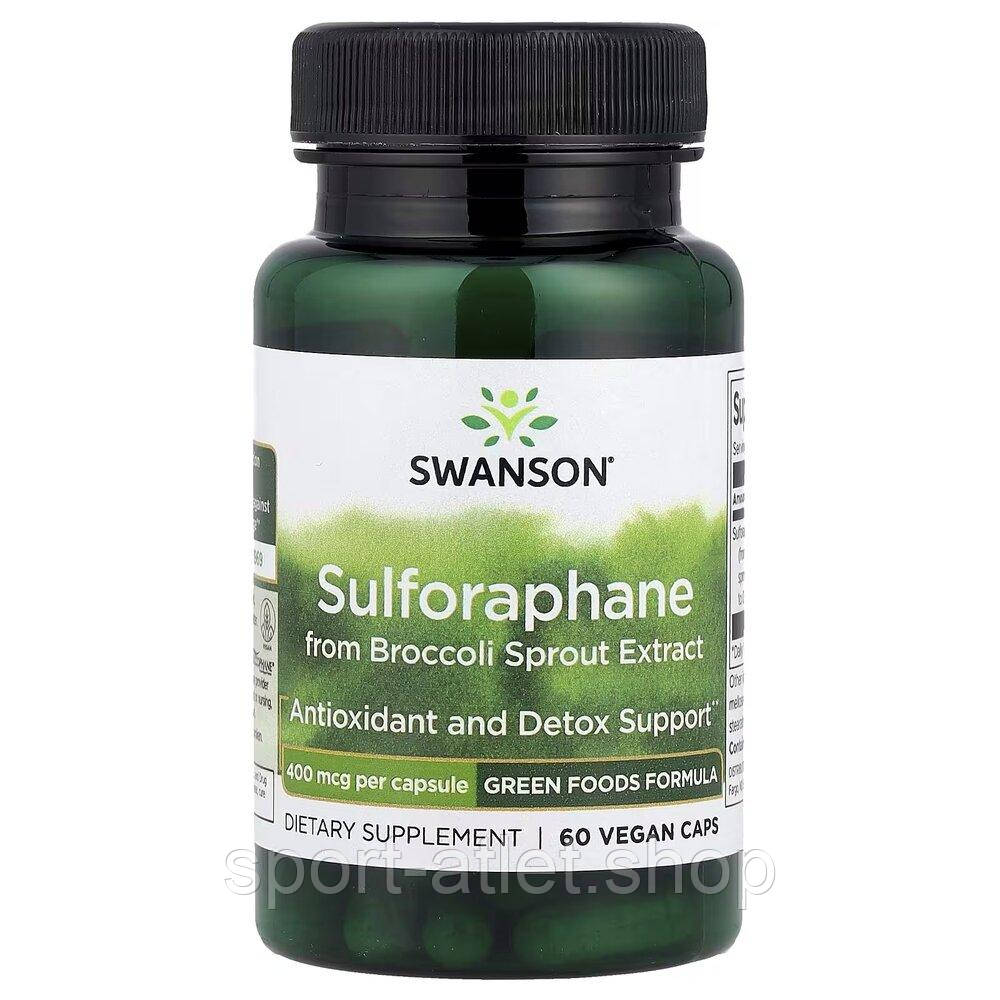 Сульфорафан Swanson Sulforaphane 400 mg, 60 вегакапсул на основі екстракту паростків броколі, фото 1