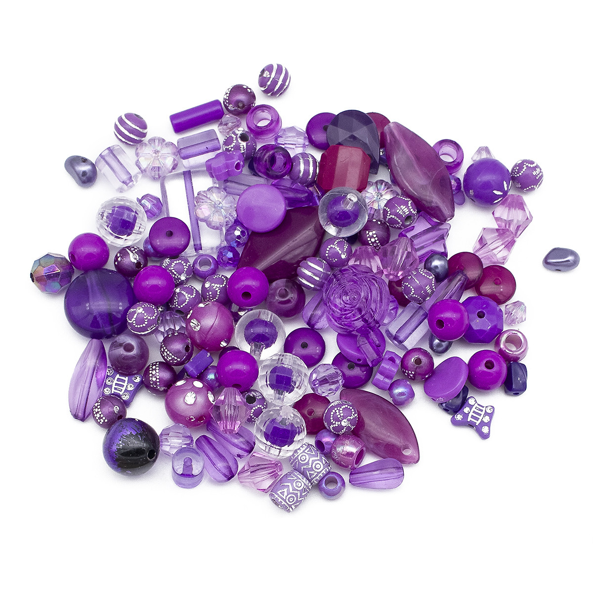 Намистини Акрилові "Бомбей" Змішані Форми, Фіолетовий, 5.5-28x6-20x3-11мм, Отвір 1-5мм, близько 74шт/50г, фото 1