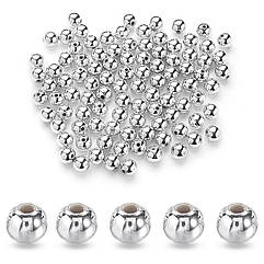 Намистини Акрил Круглі з Покриттям Металік, Срібло, 8мм, Отвір 1.5мм, близько 100шт/25г