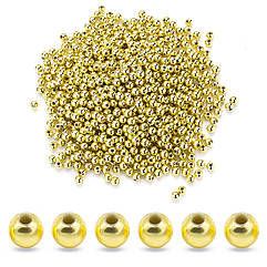 Намистини Акрил з Покриттям Металік, Круглі, Золото, 4мм, Отвір 1мм, близько 700шт/25г
