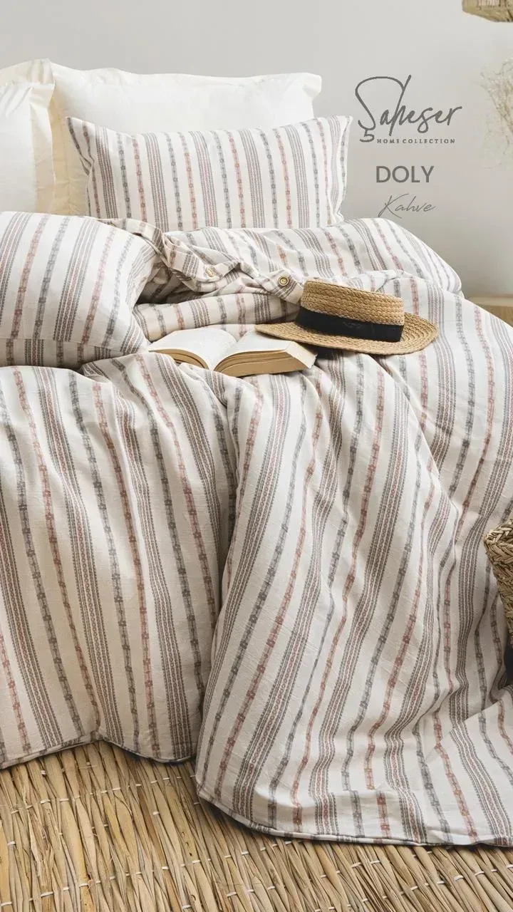 Двоспальний Євро комплект Saheser Doly Kahve Ранфорс, фото 1