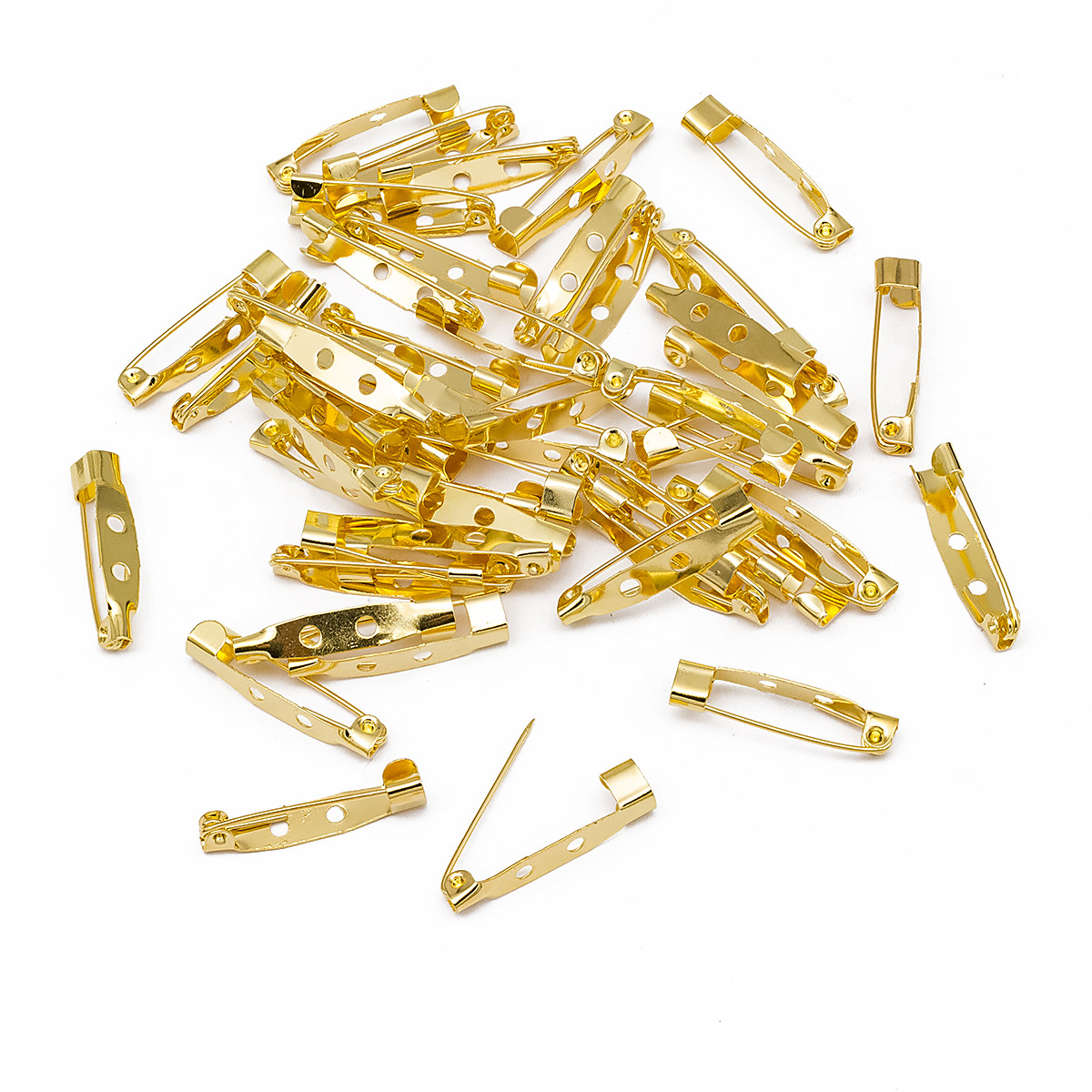 Основа під Брошку Залізна, Шпилька, з 2-ма отворами, Золото, 25х5мм, Отвір 2мм, 50 шт, фото 1