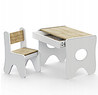 Дитячий столик та стільчик 70×45×51, стіл та стілець у дитячу кімнату, білий з деревом