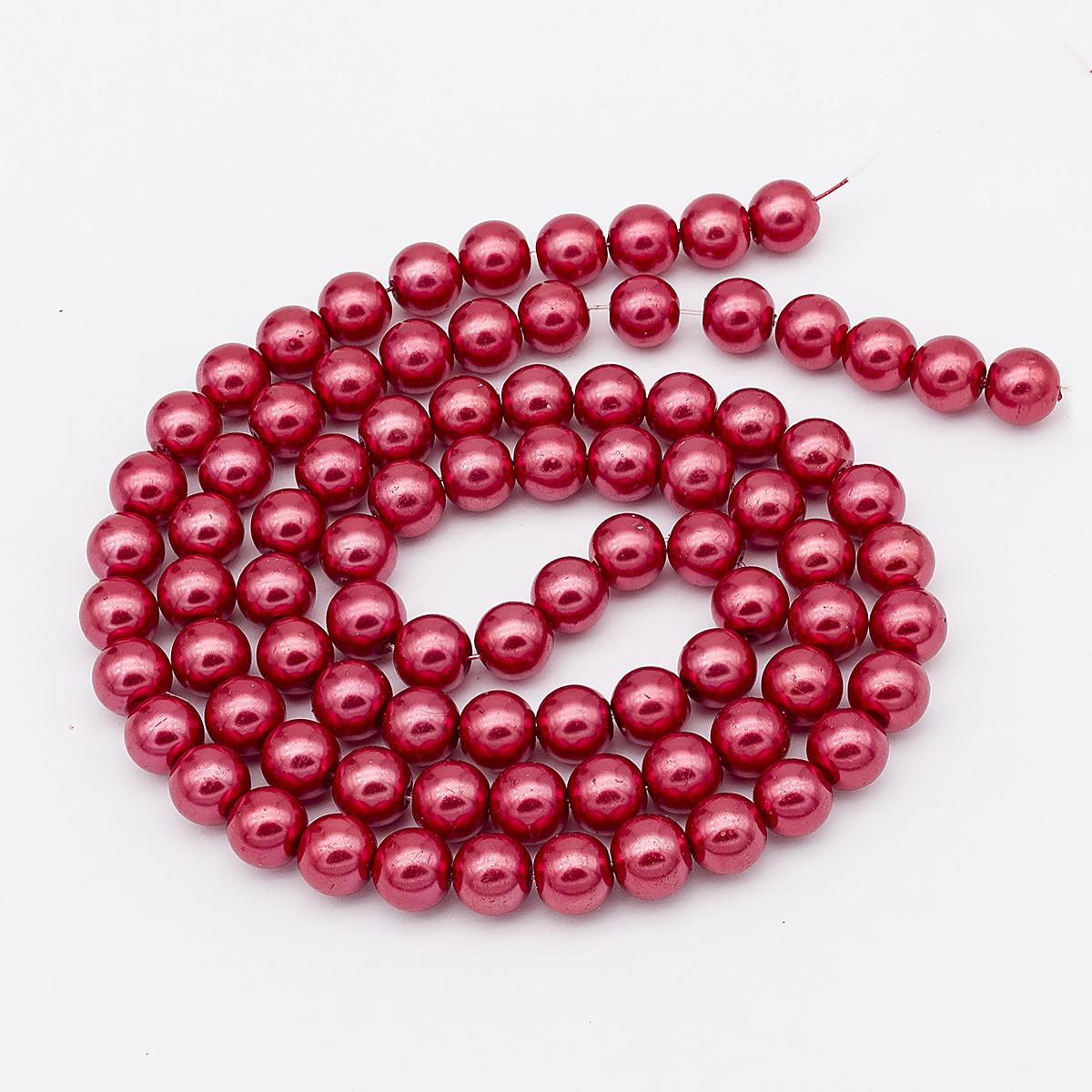 Перли Намистини Скло 10мм, Глянцеві, Круглі, Цегляний, 10мм, Отвір 1мм, близько 85шт/85см/нитка, фото 1