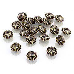 Намистини Акрилові "Париж" Біконус, з Малюнком Металік Золото, Чорний, 10.5x15мм, Отвір 1.5мм, 20 шт