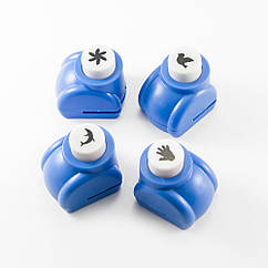 Компостер Фігурний "Кнопка-Асорті", Блістер, Синій, 4шт/набір, 3.3х2.6х3.1см, Вирубка: 1см