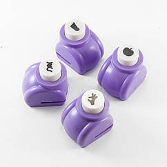 Компостер Фігурний "Кнопка-Асорті", Блістер, Фіолетовий, 4шт/набір, 3.3х2.6х3.1см, Вирубка: 1см