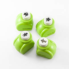 Компостер Фігурний "Кнопка-Асорті", Блістер, Салатовий, 4шт/набір, 3.3х2.6х3.1см, Вирубка: 1см