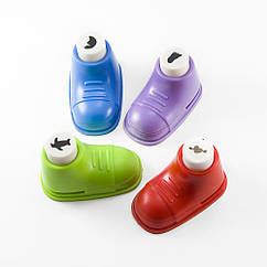 Компостер Фігурний "Кнопка-Ботинок" на Блістері, 4шт/набір, Мікс, 5х3х3.2см, Вирубка: 1см