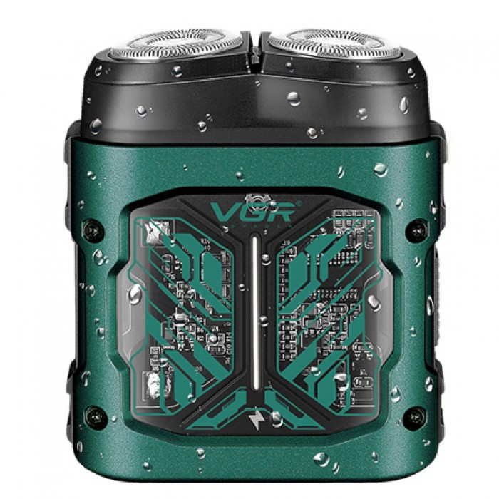 Електробритва VGR V-344 GREEN, роторна, 8000 RPM, вологостійка Зелена