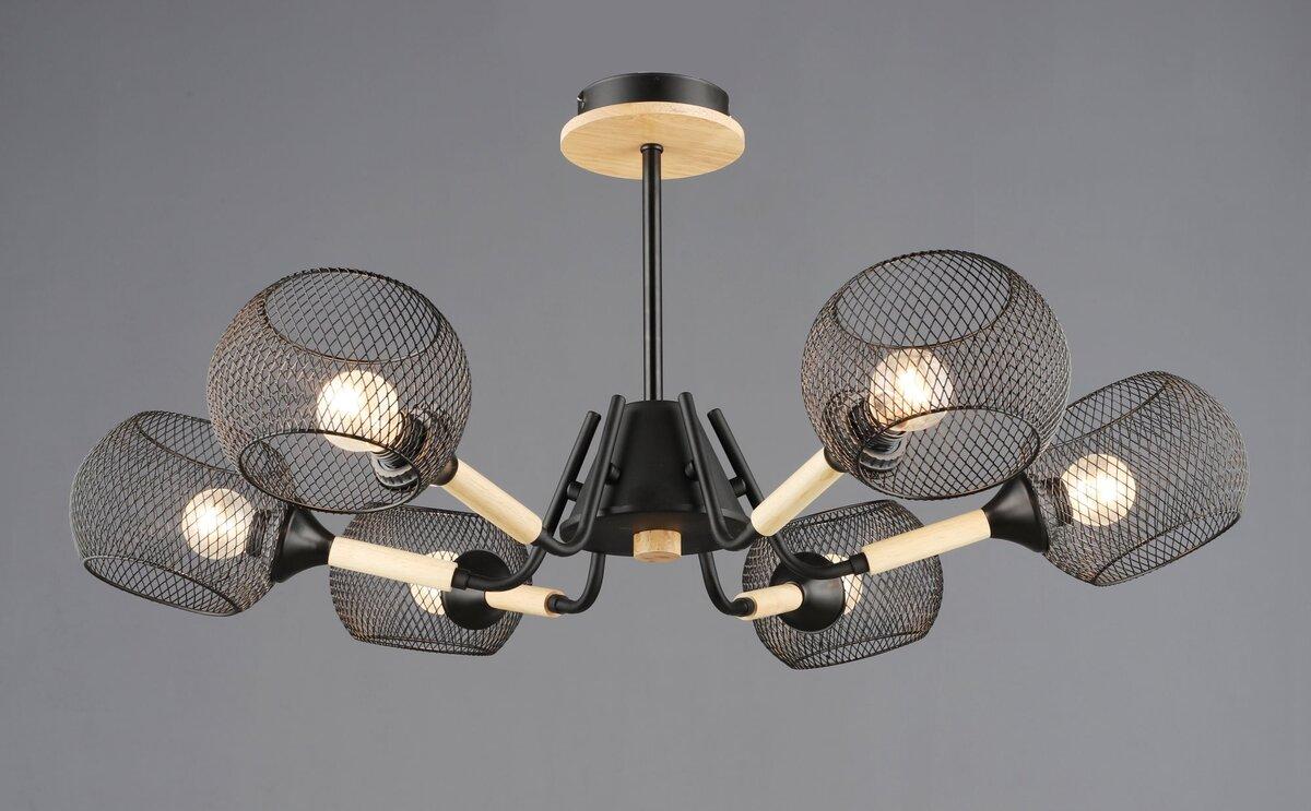 Люстра N6620/6 Чорний + Дерево