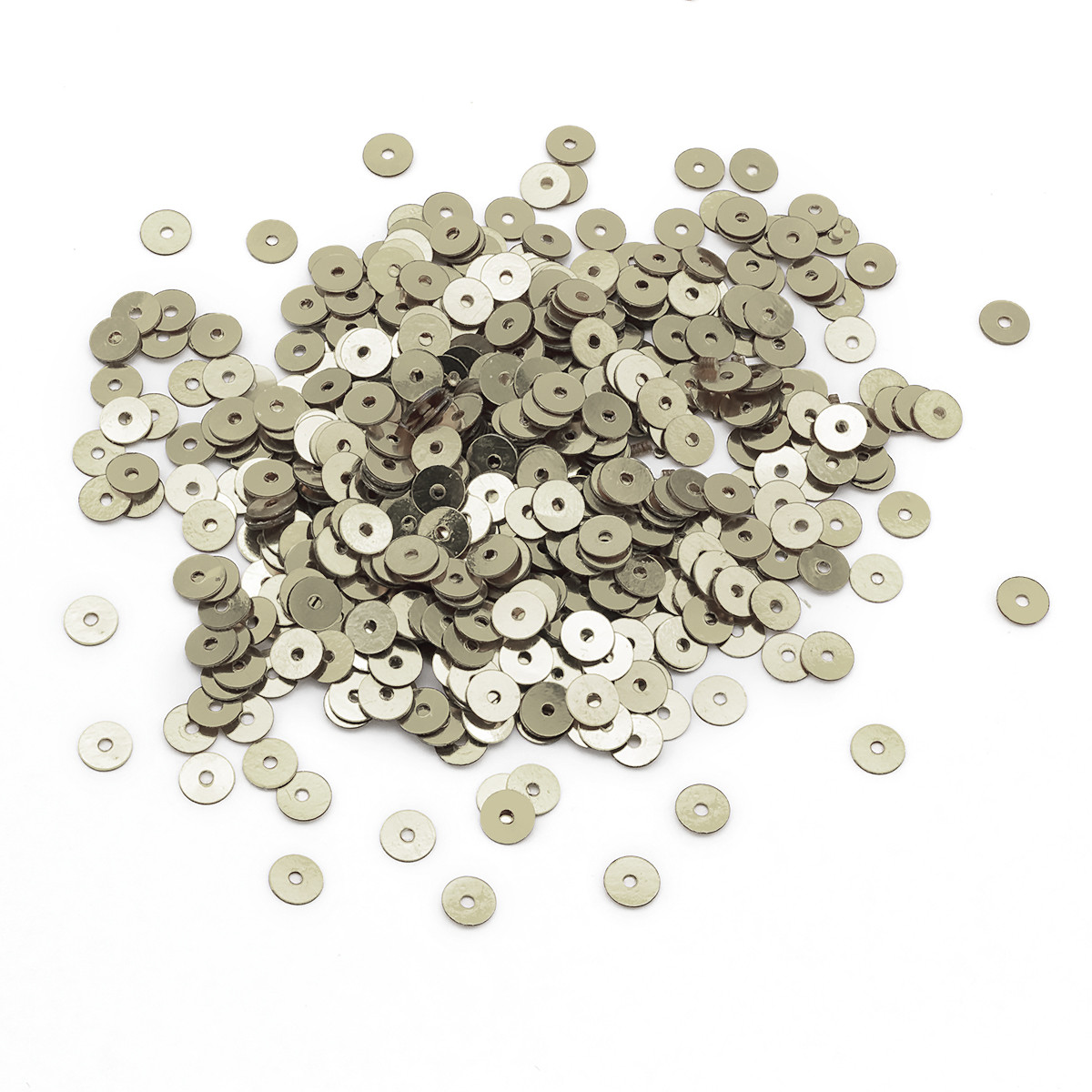 Паєтки, Круглі, Непрозорі, ефект Античний Металік, Світле Золото, 4мм, близько 2000шт/10г, фото 1