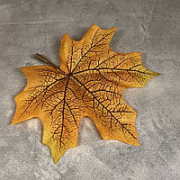 Кленовий лист с хвостиком (декоративний), розмір 7,5*9 см, цвет-жовтий, арт 019006, 1 шт, Жовтий