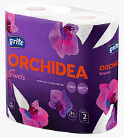 Рушники паперові рулонні Grite Orchidea Gold білі, 3 сл 13,9 м, 77 л, 22,4 х18см, 2 рул/уп