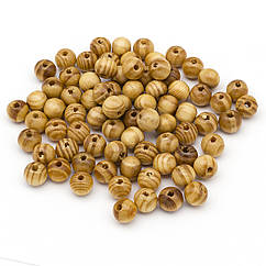 Намистини Дерев'яні Круглі Незабарвлені, 10мм, Отвір 3мм, близько 80шт/25г