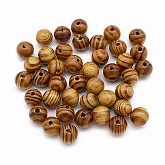 Намистини Дерев'яні Круглі, Коричневий, 16мм, Отвір 4мм, близько 40шт/50г