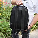 Міський чоловічий рюкзак із натуральної шкіри 41х30х17, наплічна сумка для ноутбука та документів, чорний, фото 8