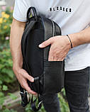 Міський чоловічий рюкзак із натуральної шкіри 41х30х17, наплічна сумка для ноутбука та документів, чорний, фото 9
